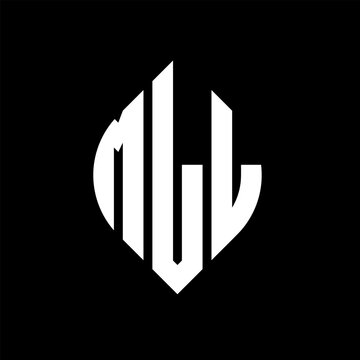 MLL circle letter logo design with circle and ellipse shape. MLL ellipse letters with typographic style. The three initials form a circle logo. MLL circle emblem abstract monogram letter mark vector.