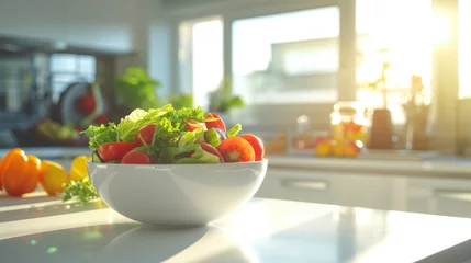 Rollo fresh salad bowl on kitchen  counter © sam richter