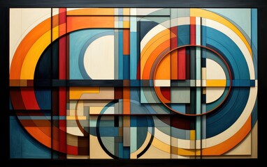 The harmony of contrasting shapes and colors in a symmetrical abstract arrangement. Contrasting Elements in Symmetrical Harmony: Abstract Shapes and Colors.