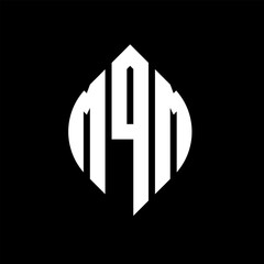 MQM circle letter logo design with circle and ellipse shape. MQM ellipse letters with typographic style. The three initials form a circle logo. MQM circle emblem abstract monogram letter mark vector.