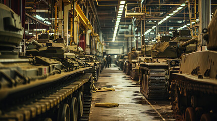Military factory for the production of tanks.