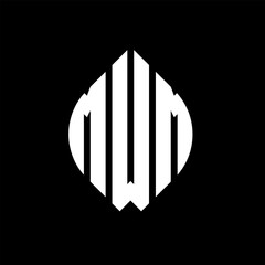 MWM circle letter logo design with circle and ellipse shape. MWM ellipse letters with typographic style. The three initials form a circle logo. MWM circle emblem abstract monogram letter mark vector.