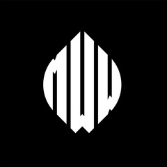 MWW circle letter logo design with circle and ellipse shape. MWW ellipse letters with typographic style. The three initials form a circle logo. MWW circle emblem abstract monogram letter mark vector.