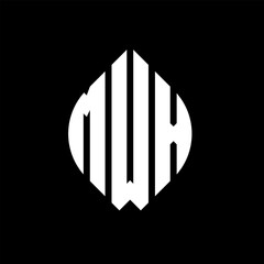 MWX circle letter logo design with circle and ellipse shape. MWX ellipse letters with typographic style. The three initials form a circle logo. MWX circle emblem abstract monogram letter mark vector.