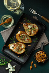Grilled Pears with Blue Cheese, Walnuts and Honey