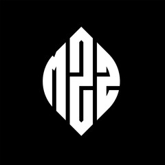 MZZ circle letter logo design with circle and ellipse shape. MZZ ellipse letters with typographic style. The three initials form a circle logo. MZZ circle emblem abstract monogram letter mark vector.