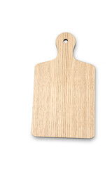 Wooden spoon and a blue napkin isolated on white background