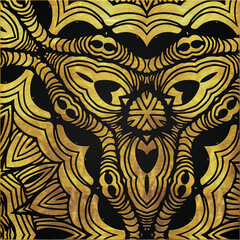 Golden abstract detailed unique mandala style 59 design, vintage goldy design, tiles, poster, background.	
