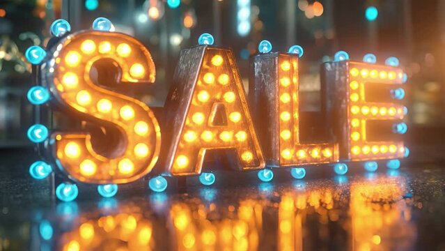 Sale sign with lightbulbs sparkling. Signboard for advertisement. Retro lightbox frame realistic style with lightbulb party poster, banner advertising, promotion and sale billboard, cinema, bar show. 
