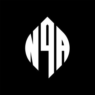 NQA circle letter logo design with circle and ellipse shape. NQA ellipse letters with typographic style. The three initials form a circle logo. NQA circle emblem abstract monogram letter mark vector.