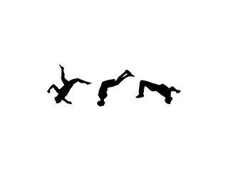 silhouette of a man jumping. jumping back flip silhouette.