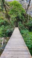 Bridge over the river in the forest - mountain landscape in Cheile Turzii , Romania