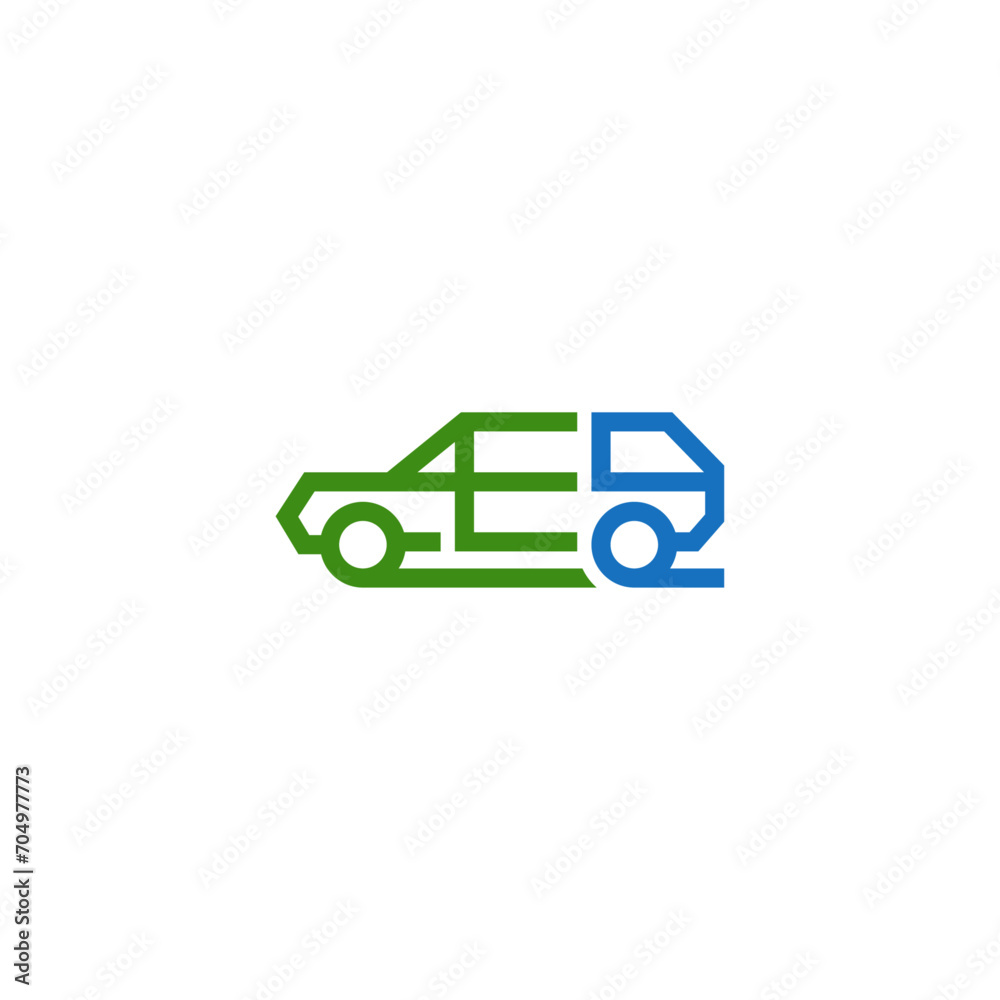 Poster e letter car company logo design.