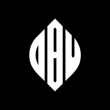 OBV circle letter logo design with circle and ellipse shape. OBV ellipse letters with typographic style. The three initials form a circle logo. OBV circle emblem abstract monogram letter mark vector.