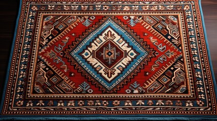 Red Carpet Retro Arabic Traditional Motif Vintage Style Detailed - obrazy, fototapety, plakaty