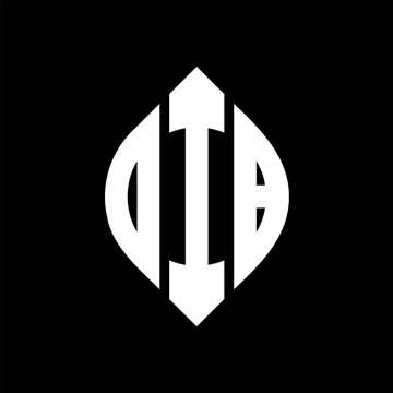 OIB circle letter logo design with circle and ellipse shape. OIB ellipse letters with typographic style. The three initials form a circle logo. OIB circle emblem abstract monogram letter mark vector.