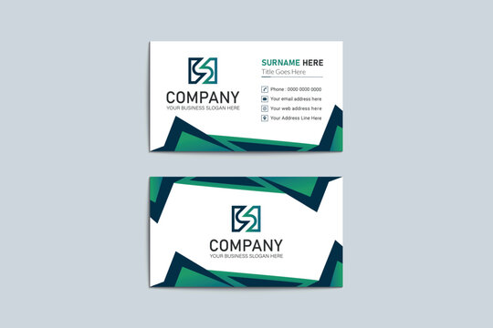 Official business card layout with abstract geometric shape