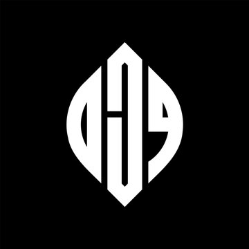 OJQ circle letter logo design with circle and ellipse shape. OJQ ellipse letters with typographic style. The three initials form a circle logo. OJQ circle emblem abstract monogram letter mark vector.