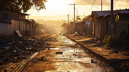 Slums in poor countries. A country that remains in development. - obrazy, fototapety, plakaty