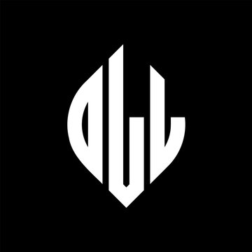 OLL circle letter logo design with circle and ellipse shape. OLL ellipse letters with typographic style. The three initials form a circle logo. OLL circle emblem abstract monogram letter mark vector.