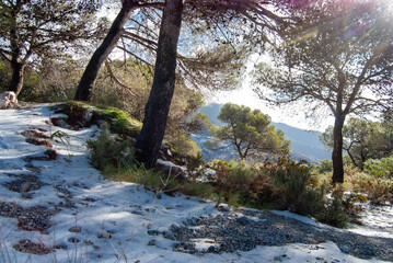 Sierra de Mijas cubierta por granizo