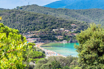 Spartaia beach in Elba island, Italy. - 704979960