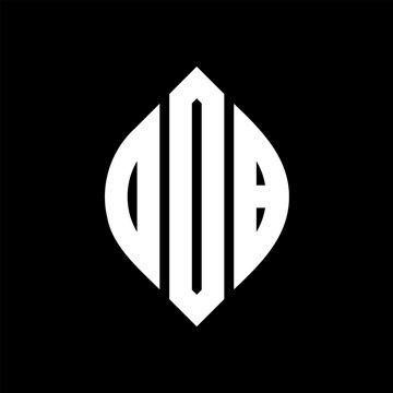 OOB circle letter logo design with circle and ellipse shape. OOB ellipse letters with typographic style. The three initials form a circle logo. OOB circle emblem abstract monogram letter mark vector.