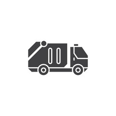 Garbage truck thin glyph icon, transportation and auto, waste lorry sign, vector graphics, a linear pattern on a white background.