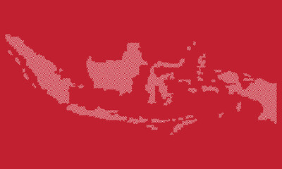 Indonesian map maze style on red background