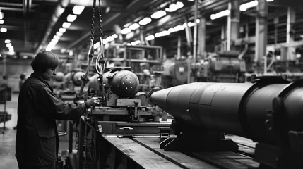 Foto auf Leinwand Rocket factory. Process of creating rockets and big missiles.  © Vladislav