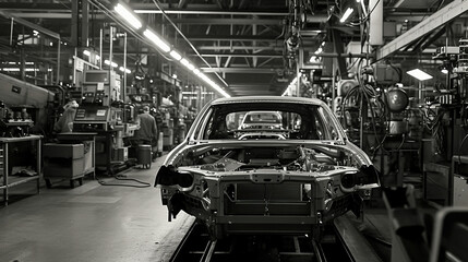 Naklejka premium Car factory. The process of creating cars. 