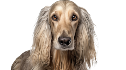 Afghan hound dog isolated on a transparent background