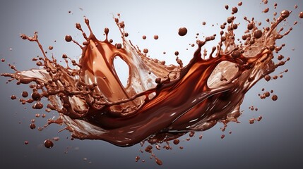 chocolate splashes that form a beautiful abstract - obrazy, fototapety, plakaty