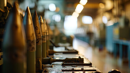 Army factory for creating missiles.  - obrazy, fototapety, plakaty