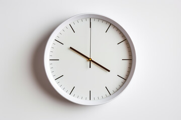 Minimal wall clock on white wall background
