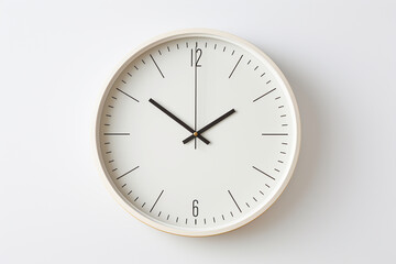 Minimal wall clock on white wall background