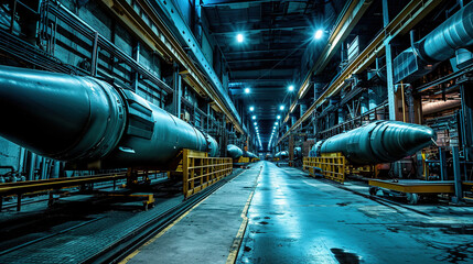 Fototapeta premium Army factory for creating missiles. 