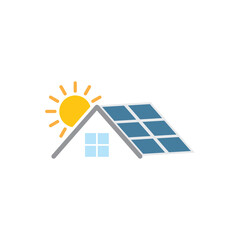 house with solar battery panel icon vector 