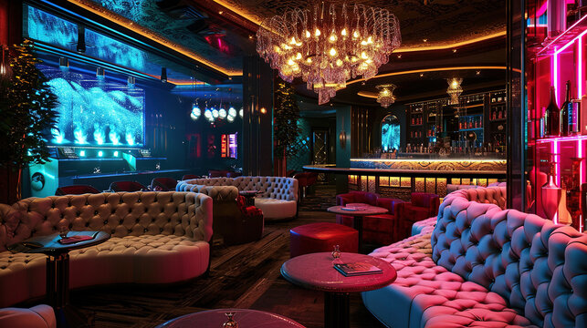 Concept of interior in nightclub.
