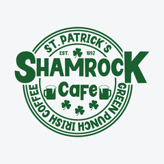 St Patricks Est 1892 Shamrock Cafe Green Punch Irish Coffee t shirt design st patricks day
