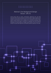 Abstract line background design, group of square lines intersect together with glowing light, blue color tone