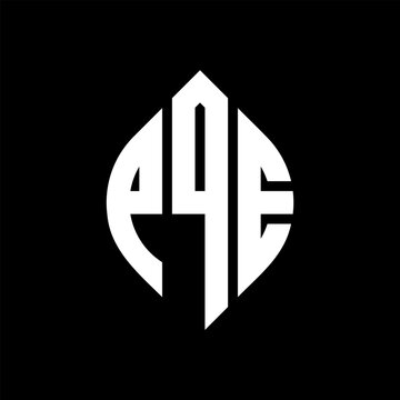 PQE circle letter logo design with circle and ellipse shape. PQE ellipse letters with typographic style. The three initials form a circle logo. PQE circle emblem abstract monogram letter mark vector.