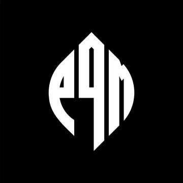 PQM circle letter logo design with circle and ellipse shape. PQM ellipse letters with typographic style. The three initials form a circle logo. PQM circle emblem abstract monogram letter mark vector.