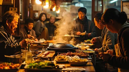 Fotobehang Authentic Korean BBQ. Hot and sweet images of making meat.  © Vladislav