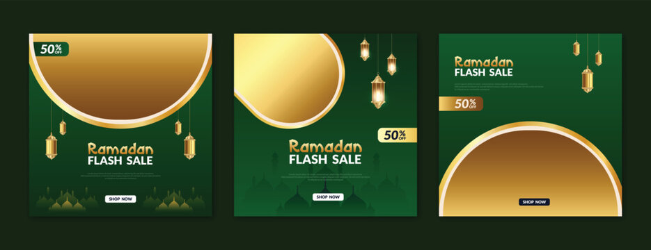 Ramadan Kareem flash sale offer social media post template or banner design Ramzan Islamic sale  advertisement vector illustration