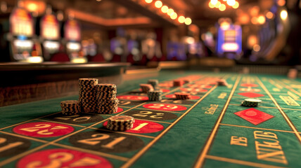 casino roulette table - obrazy, fototapety, plakaty