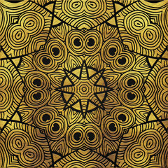 Golden abstract detailed unique mandala style 54 design, vintage abstract design, tiles, poster, background.	