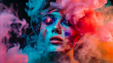 Fototapeta premium Vibrant Smoke Portrait