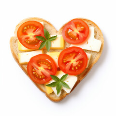 heart-shaped sandwich with tomato