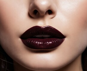 Erotic lips, dark lipstick,